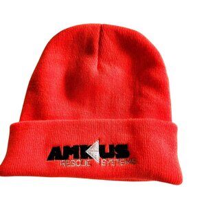 Orange Beanie hat Amkus Rescue Systems Embroidered Logo Knit Cap Safety